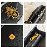 Metal Lion Head Handbag Crossbody Shoulder Bag Female Mini Square Messenger Bag