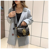 Metal Lion Head Handbag Crossbody Shoulder Bag Female Mini Square Messenger Bag