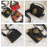 Metal Lion Head Handbag Crossbody Shoulder Bag Female Mini Square Messenger Bag