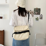 Canvas Large Capacity Women's Shoulder Bag Solid Color Casual Female Crossbody