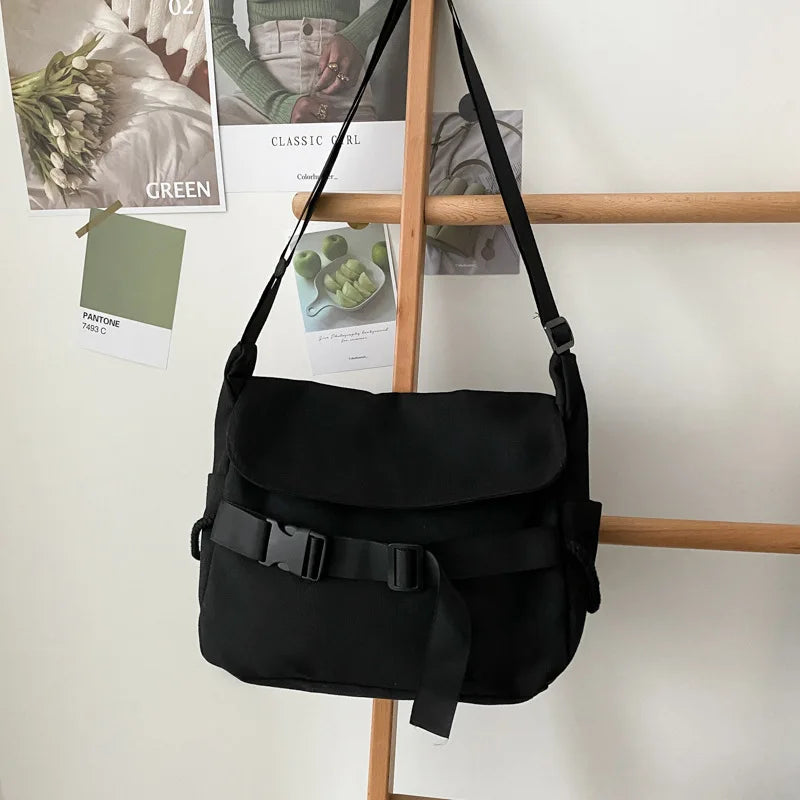 Canvas Large Capacity Women's Shoulder Bag Solid Color Casual Female Crossbody