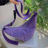 Canvas Shoulder Crossbody Bags Green Half Moon Handbags