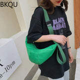 Canvas Shoulder Crossbody Bags Green Half Moon Handbags