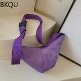 Canvas Shoulder Crossbody Bags Green Half Moon Handbags