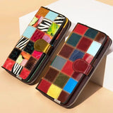 Women's Plaid Leather Clutch Purse