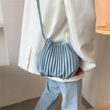 Women's Ruched Bucket Bag Soft Leather Shoulder Crossbody Handbag