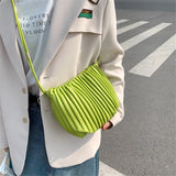 Women's Ruched Bucket Bag Soft Leather Shoulder Crossbody Handbag