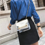 Women's Transparent Small Square Shoulder Bag PU Leather Messenger Bag