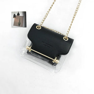 Women's Transparent Shoulder Bag PU Leather Messenger Bag