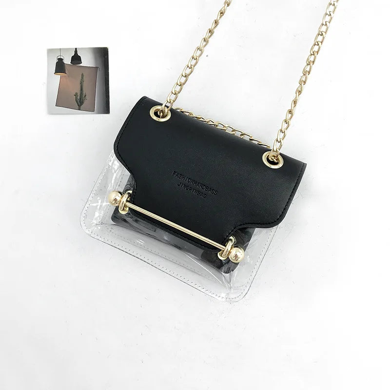 Women's Transparent Shoulder Bag PU Leather Messenger Bag