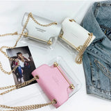 Women's Transparent Small Square Shoulder Bag PU Leather Messenger Bag