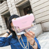 Women's Transparent Shoulder Bag PU Leather Messenger Bag