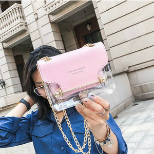 Women's Transparent Small Square Shoulder Bag PU Leather Messenger Bag