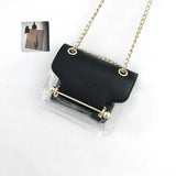 Women's Transparent Shoulder Bag PU Leather Messenger Bag