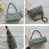 Women's Denim Shoulder Bag Plaid Lady Travel Handbag