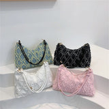 Women's Denim Shoulder Bag Plaid Lady Travel Handbag