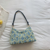 Women's Denim Shoulder Bag Plaid Lady Travel Handbag