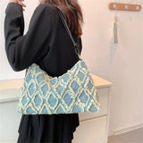 Women's Denim Shoulder Bag Plaid Lady Travel Handbag