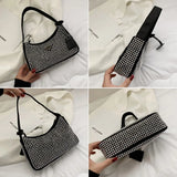 Diamond Nylon Shoulder Tote Bags For Women Small Solid Zipper Handbag