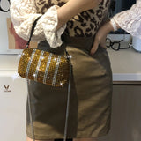 Diamond Top-Handle Bag Small Square Handbag Evening Clutch Purses