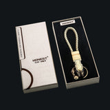 Leopard Head Metal Keychain with Diamond, Leather Hand Strap, Car Keyring
