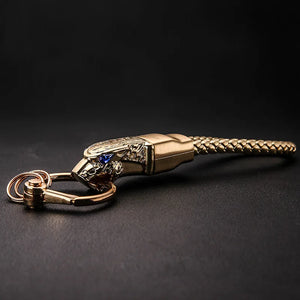 Leopard Head Metal Keychain with Diamond, Leather Hand Strap, Car Keyring