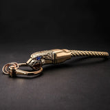Leopard Head Metal Keychain with Diamond, Leather Hand Strap, Car Keyring