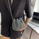 Diamonds Evening Bucket Women Handbag Rhinestones Shoulder Bags