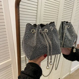 Diamonds Evening Bucket Women Handbag Rhinestones Shoulder Bags
