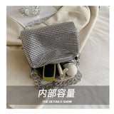 Diamonds Shoulder Crossbody Square Bags For Women Small Zipper Handbag