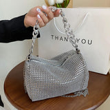 Diamonds Shoulder Crossbody Square Bags For Women Small Zipper Handbag