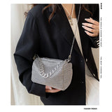 Diamonds Shoulder Crossbody Square Bags For Women Small Zipper Handbag