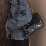 Embroidery Thread Shoulder Bag Soft Leather Crossbody Bag