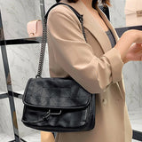 Embroidery Thread Shoulder Bag Soft Leather Crossbody Bag