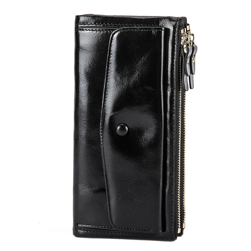 Women's Leather Checkbook Organizer Wallet Clutch