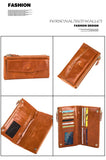 Women's Leather Long Checkbook Organizer Wallet Clutch 6032