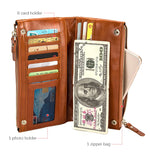 Women's Leather Long Checkbook Organizer Wallet Clutch 6032