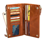 Women's Leather Long Checkbook Organizer Wallet Clutch 6032