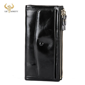 Women's Leather Long Checkbook Organizer Wallet Clutch 6032