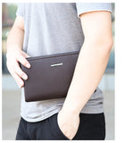 Men Leather Clutch Long Wallet Password Money Bag