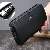 Men Leather Clutch Long Wallet Password Money Bag