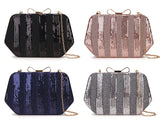 Sequins Striped Party Wedding Clutch Bag Shoulder Chain Mini Bolsa