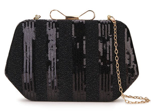 Sequins Striped Party Wedding Clutch Bag Shoulder Chain Mini Bolsa