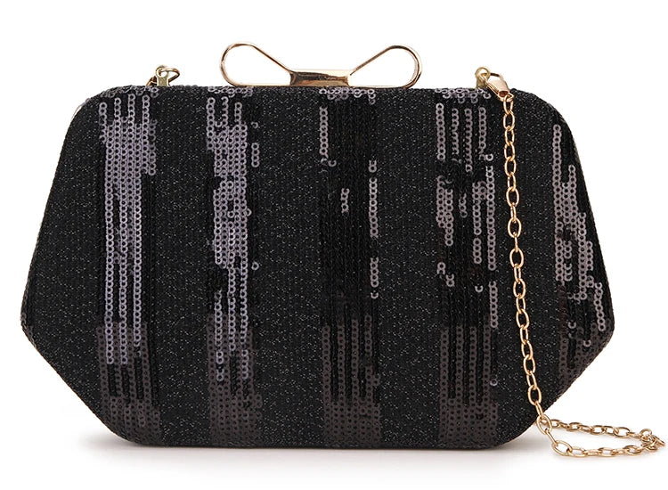 Sequins Striped Party Wedding Clutch Bag Shoulder Chain Mini Bolsa