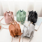 Vintage Lychee Pattern Bucket Bag Retro Shoulder Crossbody