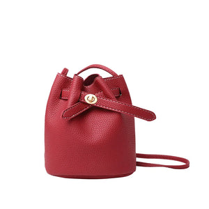 Vintage Lychee Pattern Bucket Bag Retro Shoulder Crossbody