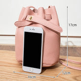 Vintage Women Bucket Bag Lychee Pattern Messenger Bag