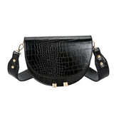 Crocodile Semicircle Saddle Bag Women Crossbody Soft Leather Shoulder Handbag