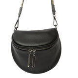Women Semicircle Crossbody Bag Soft Leather Shoulder Bag Handbag