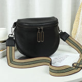 Women Semicircle Crossbody Bag Soft Leather Shoulder Bag Handbag